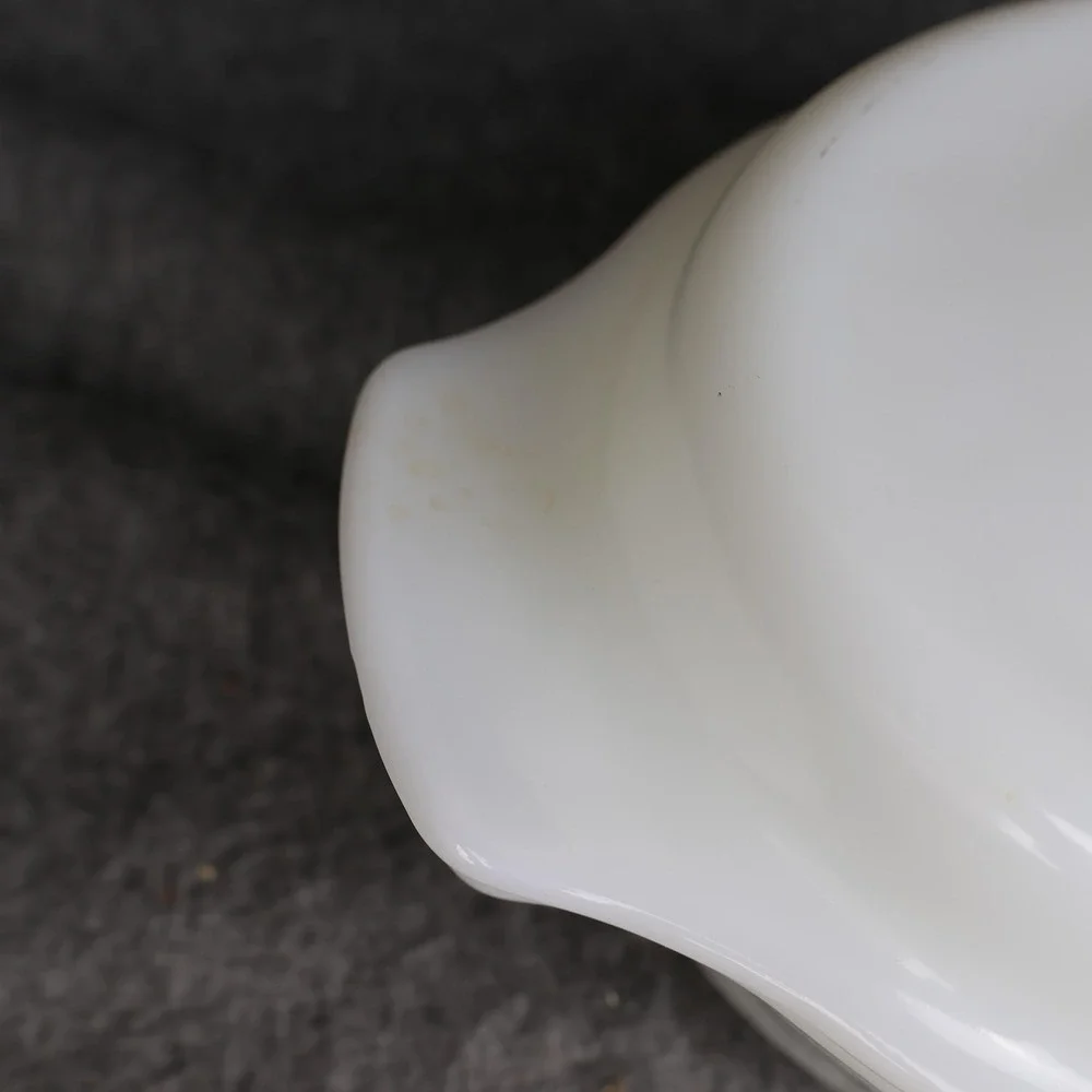 Vintage Fire-King White Oval Casserole Dish 433 1.5 Qt Glass Ovenware USA 11x9